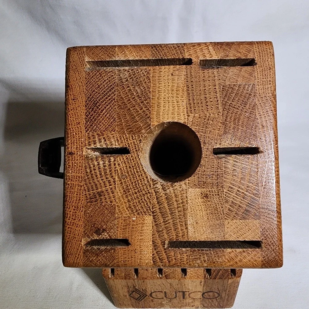 Cutco‎ 13 Slot Wooden Knife Block Oak With Shears Holder
